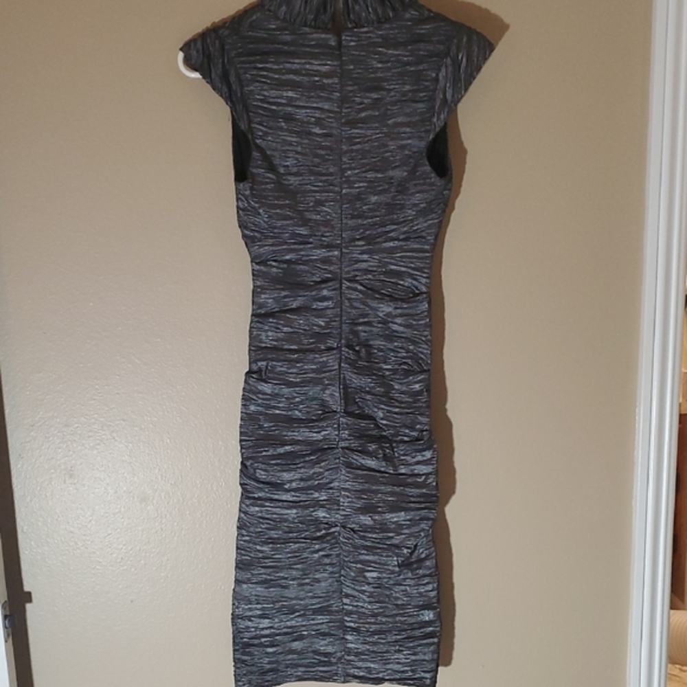 Xscape Black and Gray/Silver Ruched Mini Dress - Picture 7 of 7